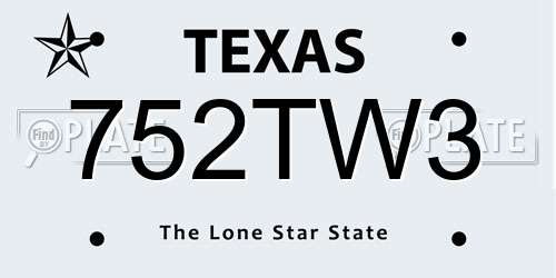 752TW3 Texas License Plate