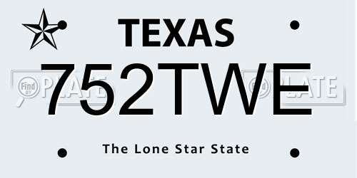 752TWE Texas License Plate