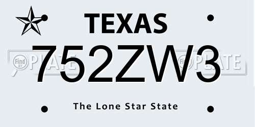 752ZW3 Texas License Plate