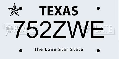 752ZWE Texas License Plate