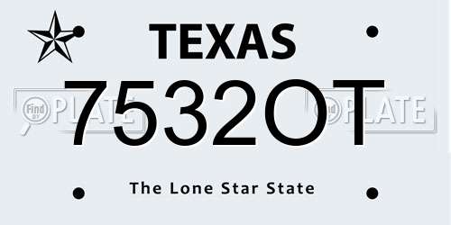 7532OT Texas License Plate