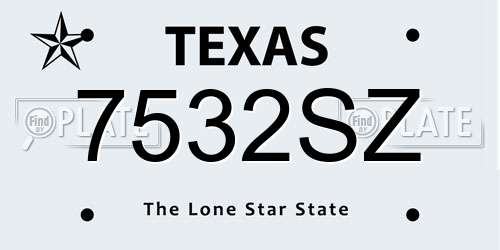 7532SZ Texas License Plate