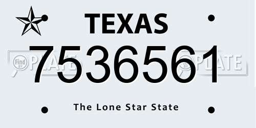 7536561 Texas License Plate