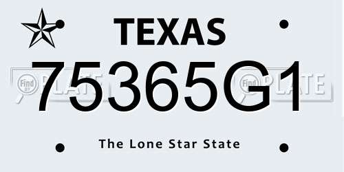 75365G1 Texas License Plate