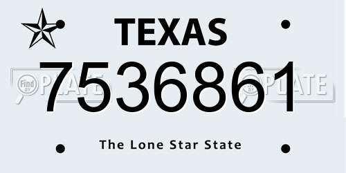 7536861 Texas License Plate