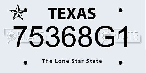 75368G1 Texas License Plate