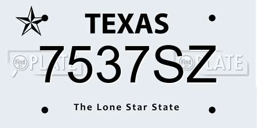 7537SZ Texas License Plate