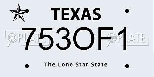 753OF1 Texas License Plate