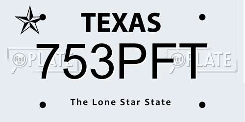 753PFT Texas License Plate