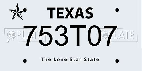 753T07 Texas License Plate