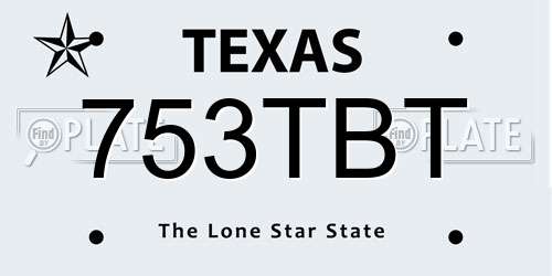 753TBT Texas License Plate