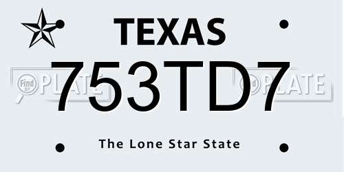 753TD7 Texas License Plate