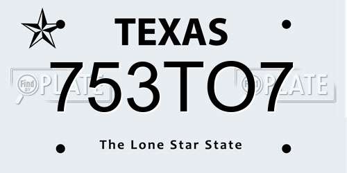 753TO7 Texas License Plate