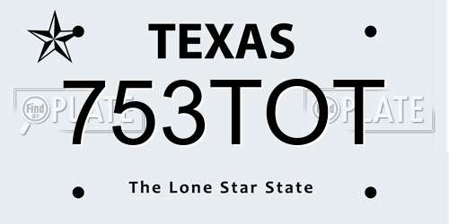 753TOT Texas License Plate
