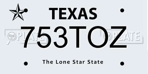 753TOZ Texas License Plate