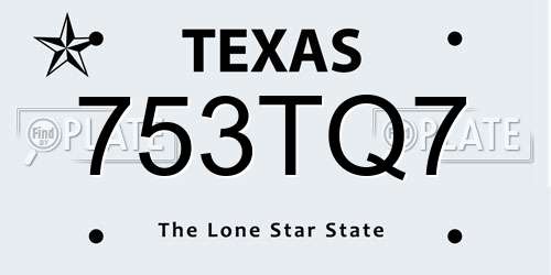 753TQ7 Texas License Plate