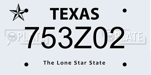 753Z02 Texas License Plate