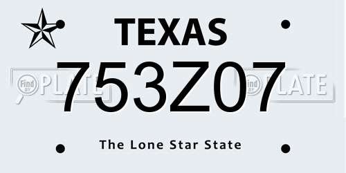 753Z07 Texas License Plate