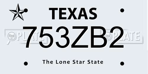 753ZB2 Texas License Plate