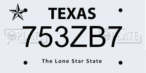 753ZB7 Texas License Plate