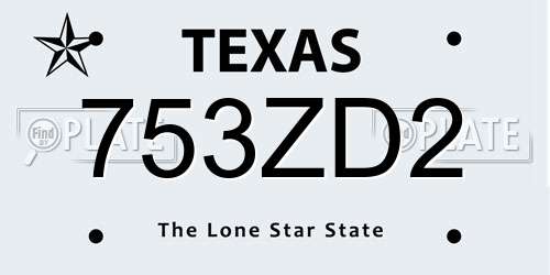 753ZD2 Texas License Plate