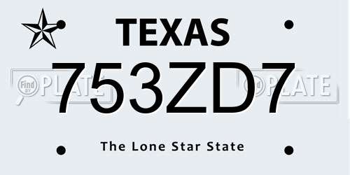 753ZD7 Texas License Plate