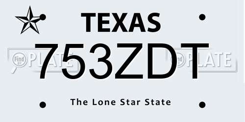753ZDT Texas License Plate