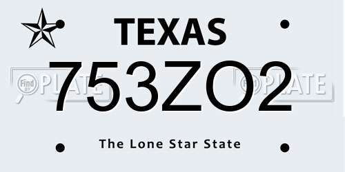 753ZO2 Texas License Plate