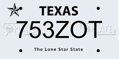 753ZOT Texas License Plate