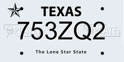 753ZQ2 Texas License Plate