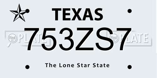 753ZS7 Texas License Plate