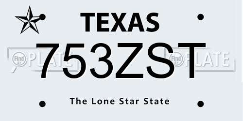 753ZST Texas License Plate