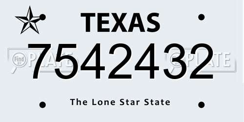 7542432 Texas License Plate