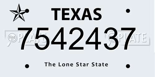 7542437 Texas License Plate