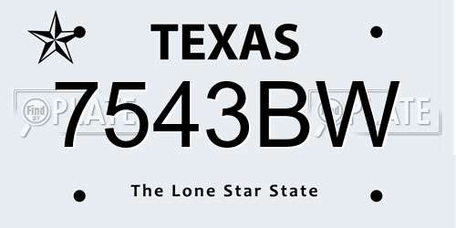 7543BW Texas License Plate