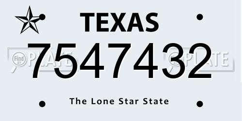 7547432 Texas License Plate