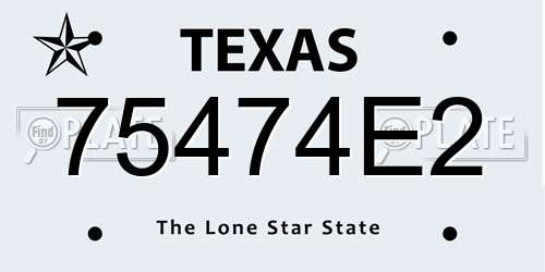 75474E2 Texas License Plate