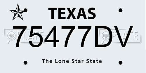 75477DV Texas License Plate