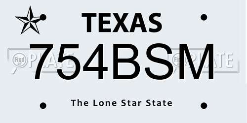 754BSM Texas License Plate
