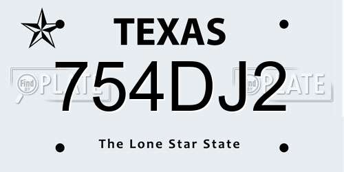 754DJ2 Texas License Plate