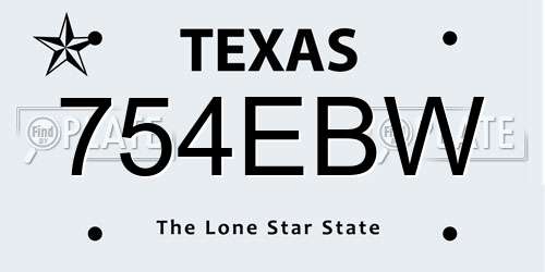 754EBW Texas License Plate