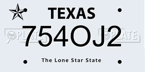 754OJ2 Texas License Plate
