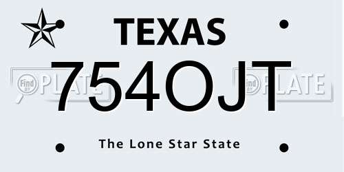 754OJT Texas License Plate
