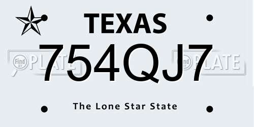 754QJ7 Texas License Plate