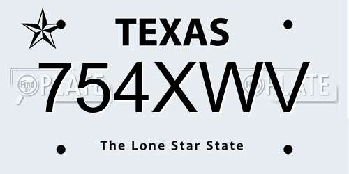 754XWV Texas License Plate