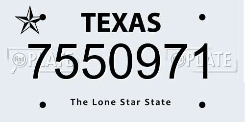 7550971 Texas License Plate