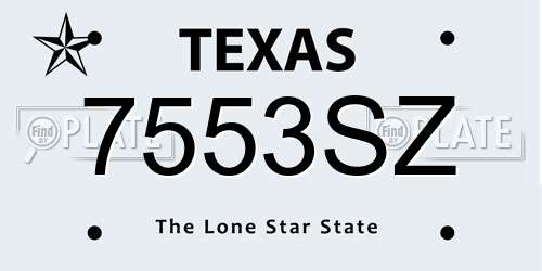 7553SZ Texas License Plate