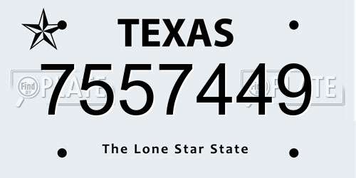 7557449 Texas License Plate