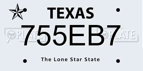 755EB7 Texas License Plate