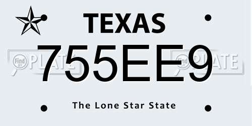 755EE9 Texas License Plate